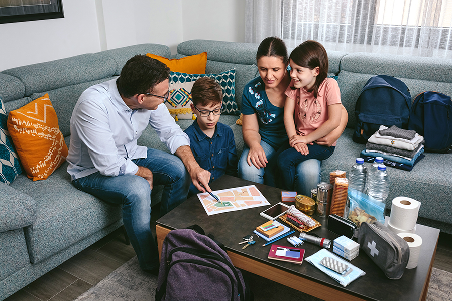 family reviewing plan